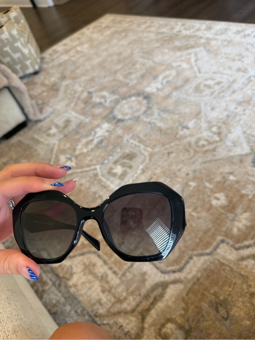 Prada Black Geometric Women's Sunglasses